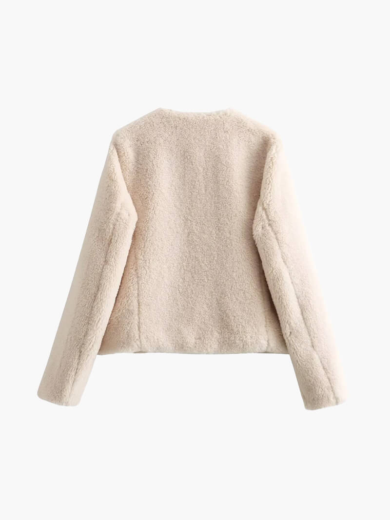 Faux Fleece Teddy Coat O Neck For Autumn And Winter - Nalani - UK Fashion Clothing and Decor