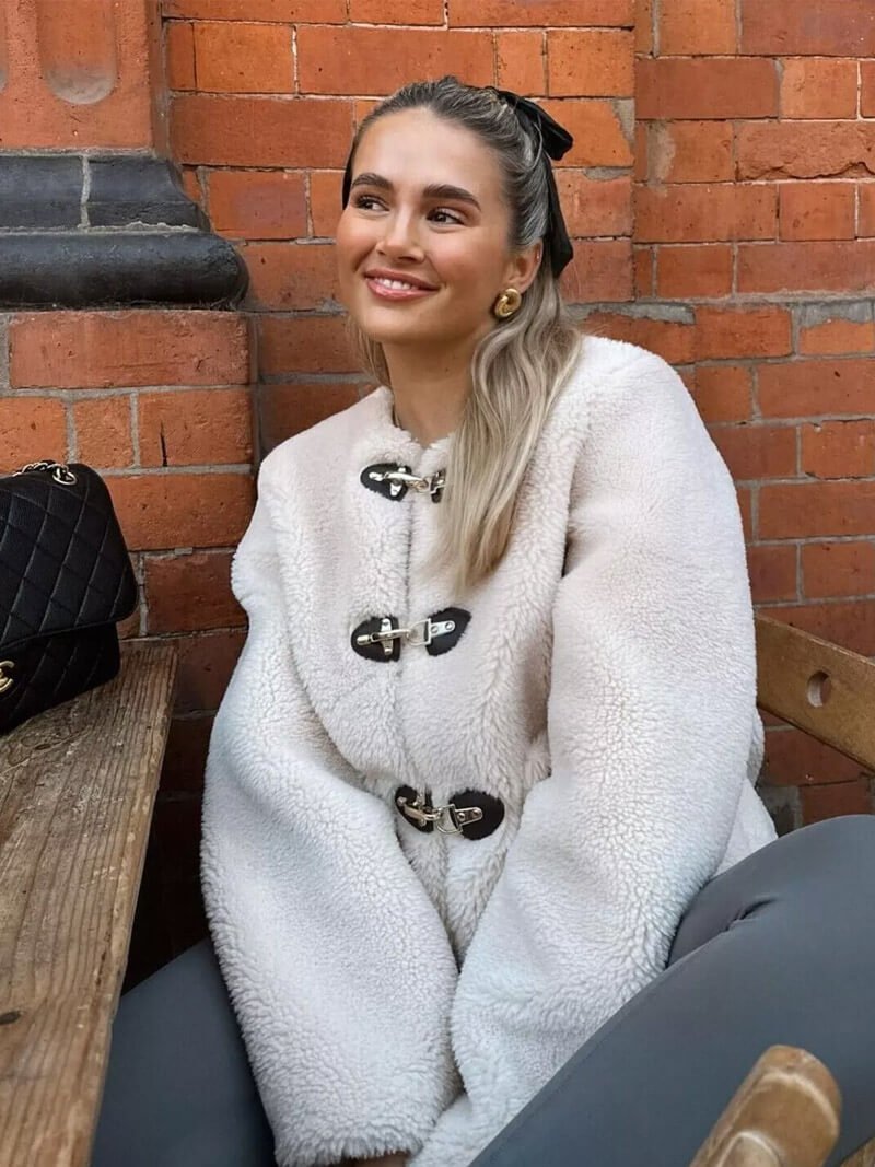 Faux Fleece Teddy Coat O Neck For Autumn And Winter - Nalani - UK Fashion Clothing and Decor