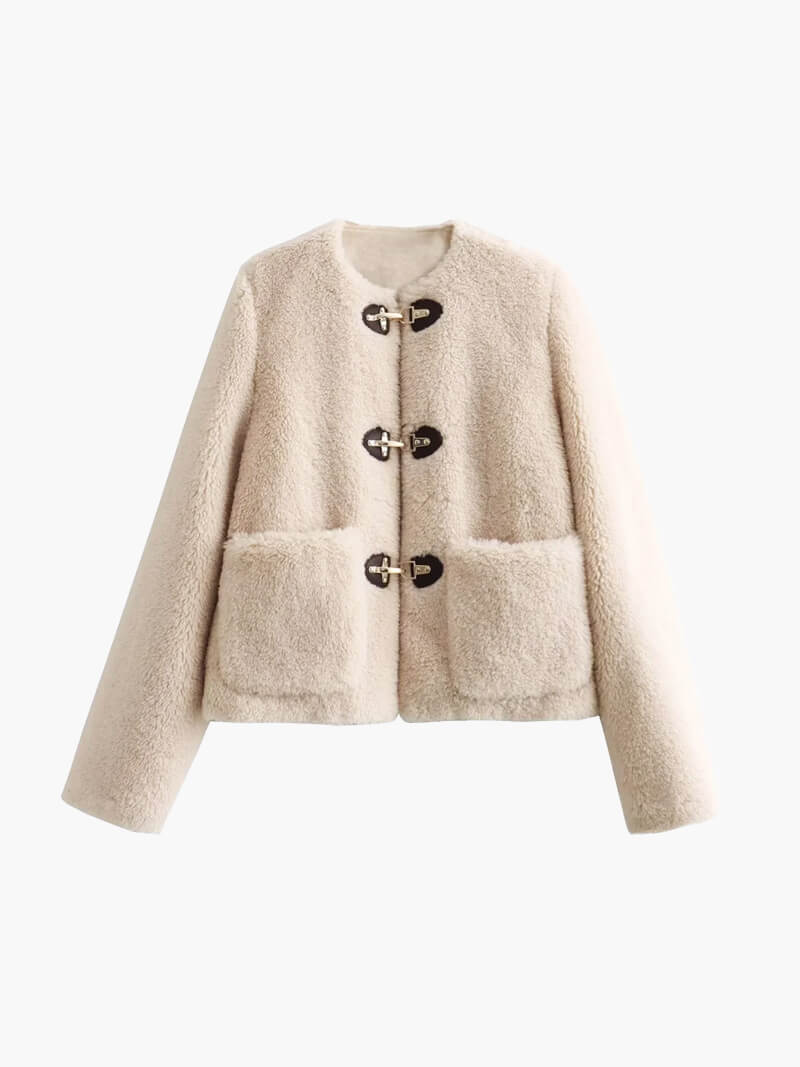 Faux Fleece Teddy Coat O Neck For Autumn And Winter - Nalani - UK Fashion Clothing and Decor