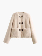 Faux Fleece Teddy Coat O Neck For Autumn And Winter - Nalani - UK Fashion Clothing and Decor