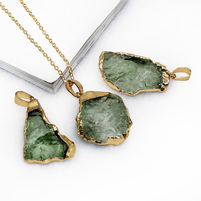 Fine Moldavite Necklace – Green Moldavite Pendant, Handmade with Adjustable Chain – Zahara Lyra - Nalani - Fashion Clothing and Decor