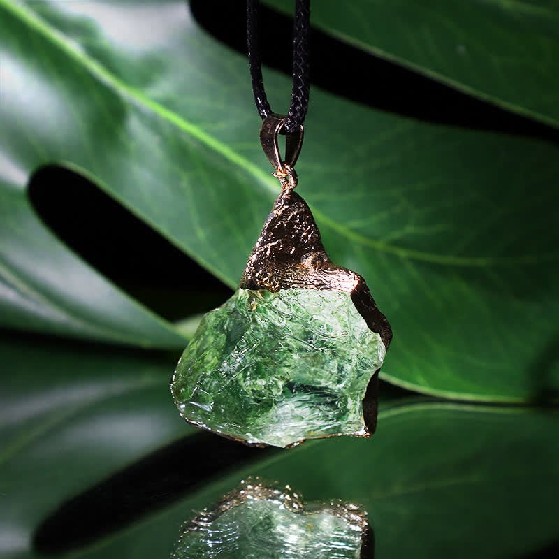 Fine Moldavite Necklace – Green Moldavite Pendant, Handmade with Adjustable Chain – Zahara Lyra - Nalani - Fashion Clothing and Decor