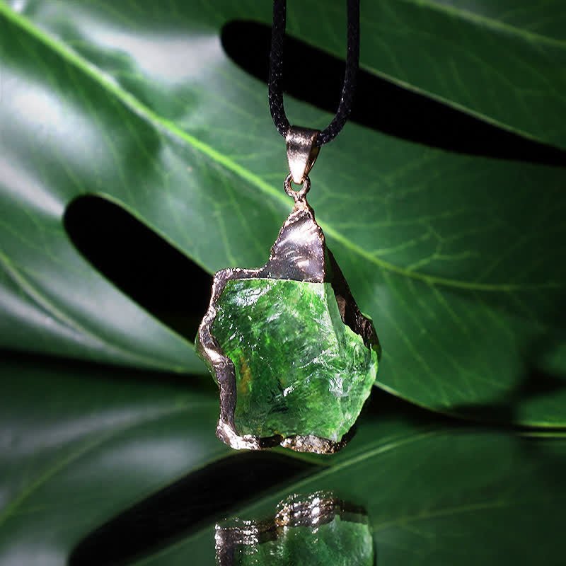 Fine Moldavite Necklace – Green Moldavite Pendant, Handmade with Adjustable Chain – Zahara Lyra - Nalani - Fashion Clothing and Decor