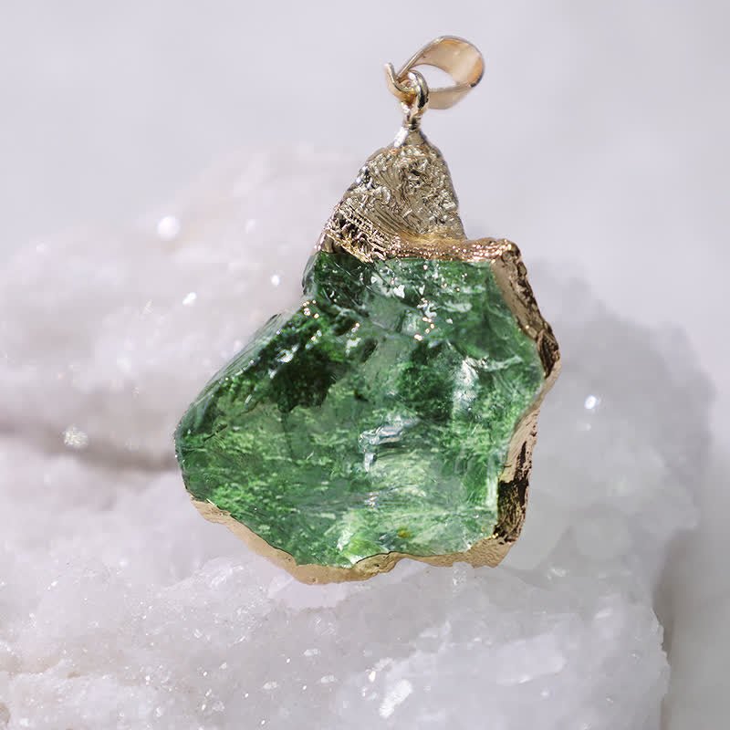 Fine Moldavite Necklace – Green Moldavite Pendant, Handmade with Adjustable Chain – Zahara Lyra - Nalani - Fashion Clothing and Decor