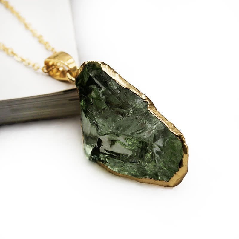 Fine Moldavite Necklace – Green Moldavite Pendant, Handmade with Adjustable Chain – Zahara Lyra - Nalani - Fashion Clothing and Decor
