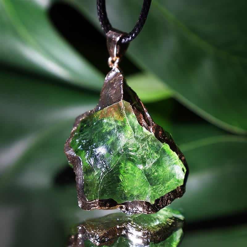Fine Moldavite Necklace – Green Moldavite Pendant, Handmade with Adjustable Chain – Zahara Lyra - Nalani - Fashion Clothing and Decor