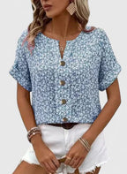 Floral Cotton Summer Blouse For Effortless Comfort All Day - Nalani - Fashion Clothing and Decor