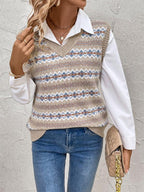 Flōre | Women's Artistic and Elegant Jacquard Knit Vest - Nalani - Fashion Clothing and Decor