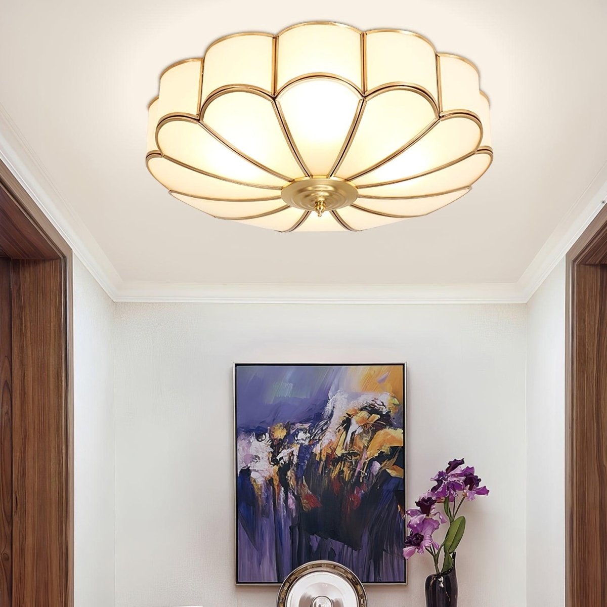 Flower Shape Glass Recessed Ceiling Light With Frosted Glow - Nalani - UK Fashion Clothing and Decor
