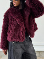 Fluffy Fur Coat With Long Loose Sleeves For Autumn Winter - Nalani - UK Fashion Clothing and Decor