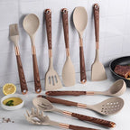 Food-Safe Silicone Kitchen Tools with Wooden Handle – 10-Piece Silicone Cooking Utensil Set – KitchenElegance - Nalani - Fashion Clothing and Decor
