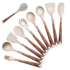 Food-Safe Silicone Kitchen Tools with Wooden Handle – 10-Piece Silicone Cooking Utensil Set – KitchenElegance - Nalani - Fashion Clothing and Decor