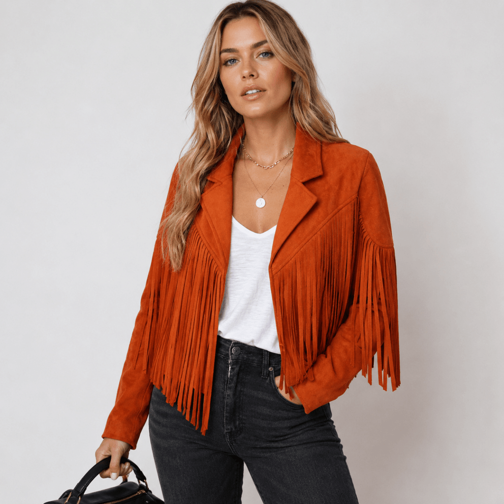 Fringe Suede Cropped Jacket for Women – Western Fringe Jacket, Boho Cropped Jacket, 5 Colours, S–XL – Tara Williams - Nalani - Fashion Clothing and Decor