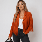 Fringe Suede Cropped Jacket for Women – Western Fringe Jacket, Boho Cropped Jacket, 5 Colours, S–XL – Tara Williams - Nalani - Fashion Clothing and Decor