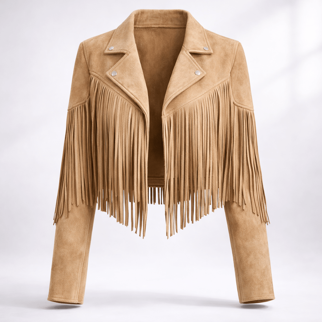 Fringe Suede Cropped Jacket for Women – Western Fringe Jacket, Boho Cropped Jacket, 5 Colours, S–XL – Tara Williams - Nalani - Fashion Clothing and Decor