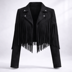 Fringe Suede Cropped Jacket for Women – Western Fringe Jacket, Boho Cropped Jacket, 5 Colours, S–XL – Tara Williams - Nalani - Fashion Clothing and Decor
