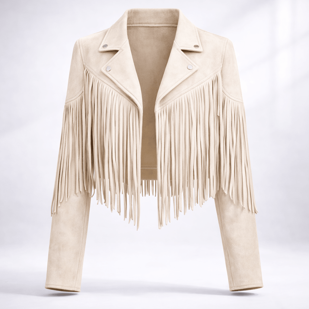 Fringe Suede Cropped Jacket for Women – Western Fringe Jacket, Boho Cropped Jacket, 5 Colours, S–XL – Tara Williams - Nalani - Fashion Clothing and Decor