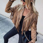 Fringe Suede Cropped Jacket for Women – Western Fringe Jacket, Boho Cropped Jacket, 5 Colours, S–XL – Tara Williams - Nalani - Fashion Clothing and Decor