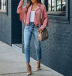 Fringe Suede Cropped Jacket for Women – Western Fringe Jacket, Boho Cropped Jacket, 5 Colours, S–XL – Tara Williams - Nalani - Fashion Clothing and Decor
