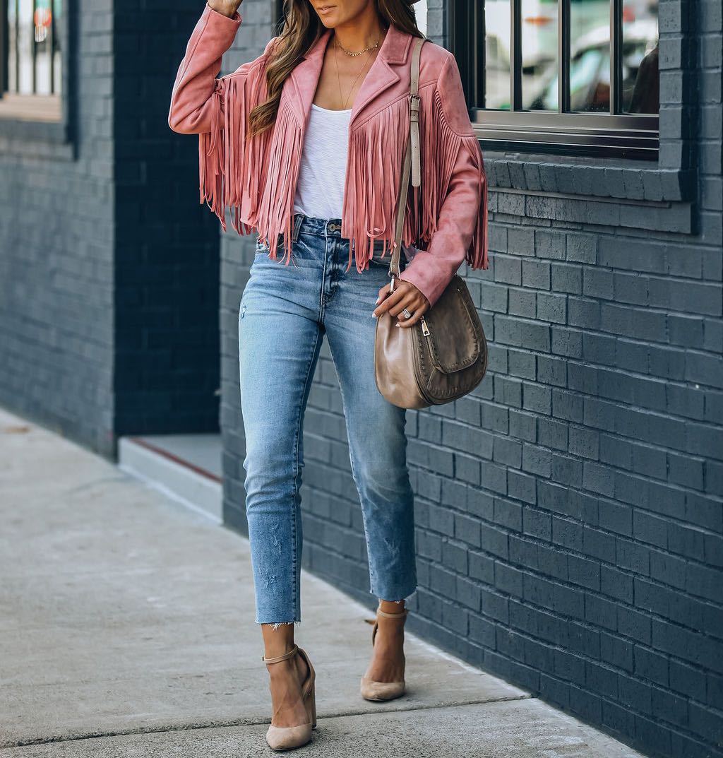 Fringe Suede Cropped Jacket for Women – Western Fringe Jacket, Boho Cropped Jacket, 5 Colours, S–XL – Tara Williams - Nalani - Fashion Clothing and Decor