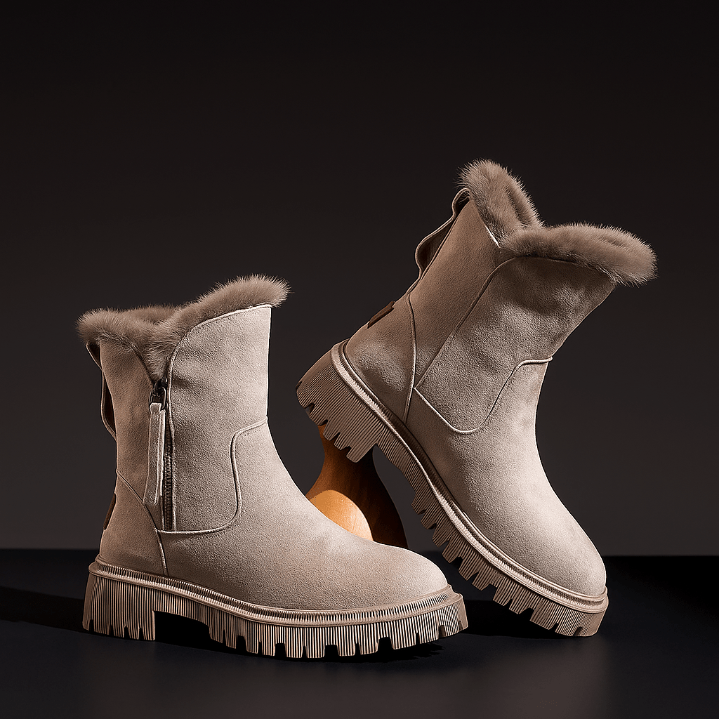 Fur Trim Lug Sole Ankle Boots For Casual Comfort Everyday - Nalani - UK and AUS Fashion Clothing and Decor