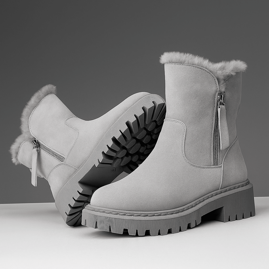Fur Trim Lug Sole Ankle Boots For Casual Comfort Everyday - Nalani - UK and AUS Fashion Clothing and Decor