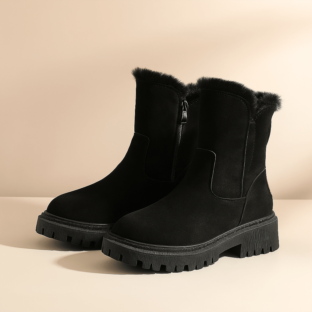 Fur Trim Lug Sole Ankle Boots For Casual Comfort Everyday - Nalani - UK and AUS Fashion Clothing and Decor