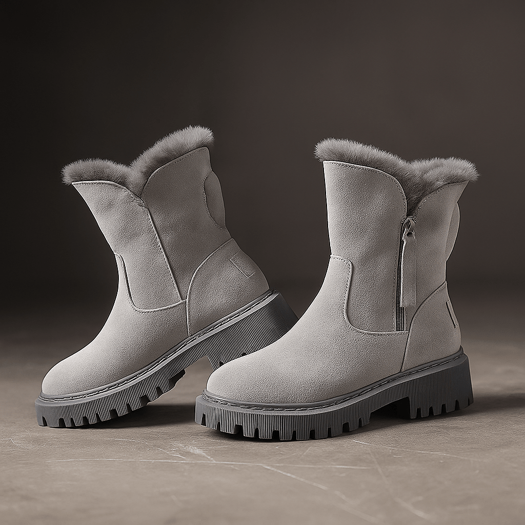 Fur Trim Lug Sole Ankle Boots For Casual Comfort Everyday - Nalani - UK and AUS Fashion Clothing and Decor