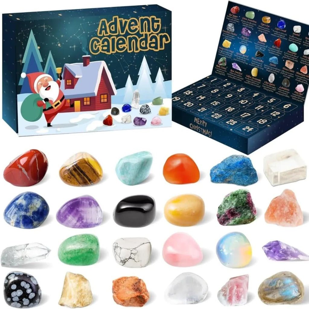 Gemstone Advent Calendar – 24 Natural Crystals & Stones for the Christmas Countdown, Rock Collection Gift, 2 Styles - Nalani - Fashion Clothing and Decor