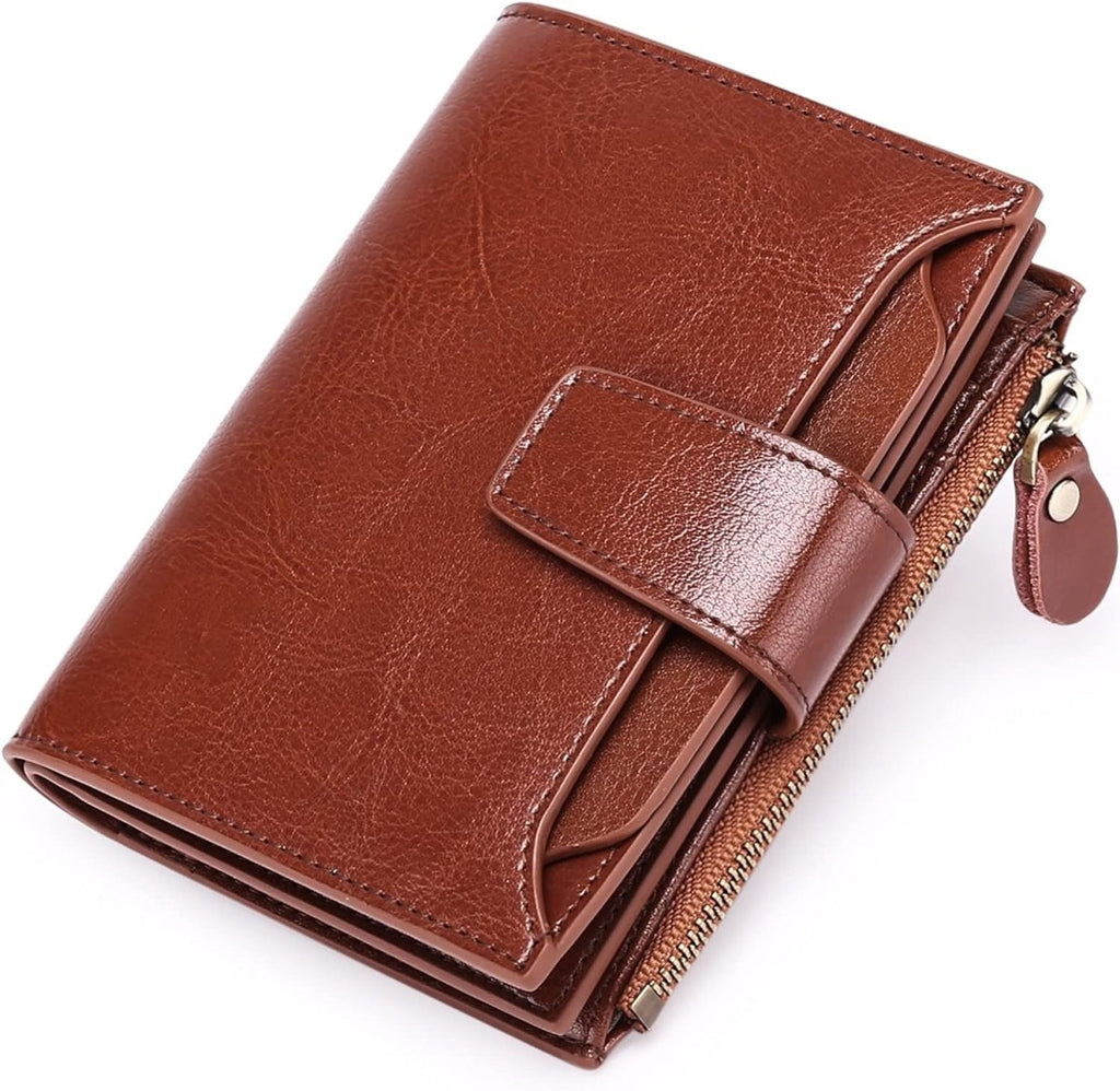 Genuine Leather RFID Wallet - Compact Bifold with Coin Pocket - Nalani - Fashion Clothing and Decor