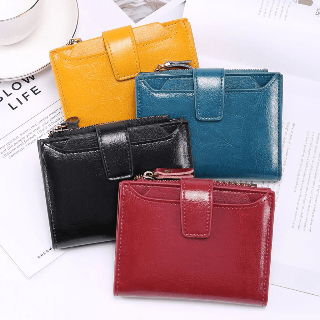 Genuine Leather RFID Wallet - Compact Bifold with Coin Pocket - Nalani - Fashion Clothing and Decor