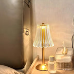 Golden Crystal Table Lamp – Cordless Rechargeable Touch Lamp with Crystal Shade, Dimmable, Brushed Aluminum Finish – Aurora Luxe - Nalani - Fashion Clothing and Decor