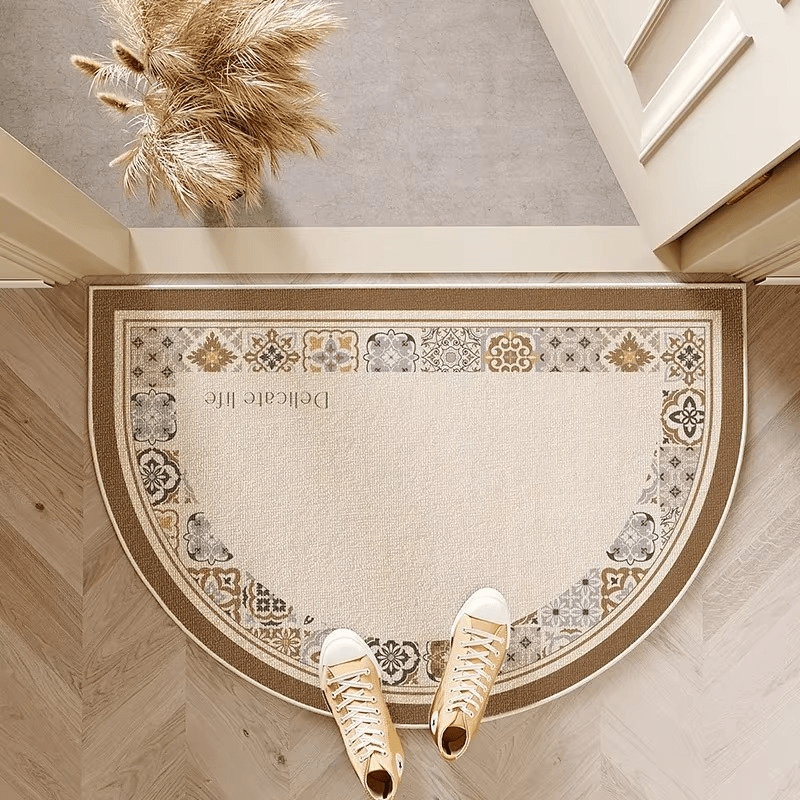 Half Round Striped Doormat – Non-Slip Velvet Front Door Mat for Indoor & Outdoor, 20 x 31 in, 6 Designs - Nalani - Fashion Clothing and Decor