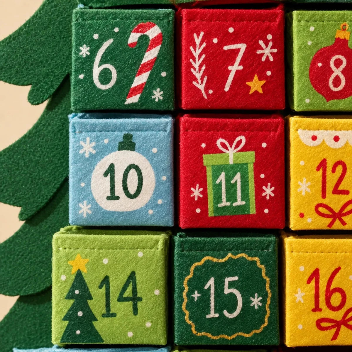 Hanging Christmas Tree Advent Calendar – Fillable Wall Countdown with 24 Removable Boxes, 24 x 19 in, Reusable - Nalani - Fashion Clothing and Decor