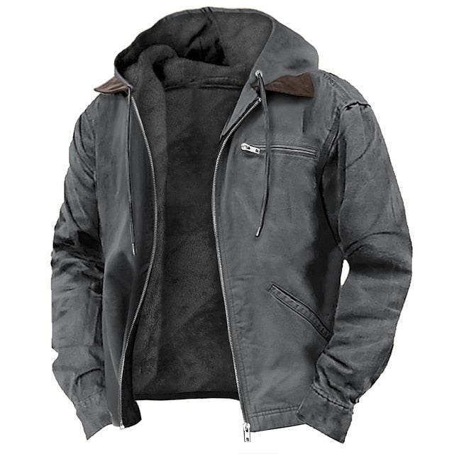 Hermosa | Men's Transitional Jacket with Hood and Warm Fleece Lining - Nalani - Fashion Clothing and Decor