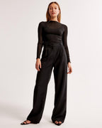High Waist Pleated Leg Trousers With Tailored Fit For Women - Nalani - UK Fashion Clothing and Decor