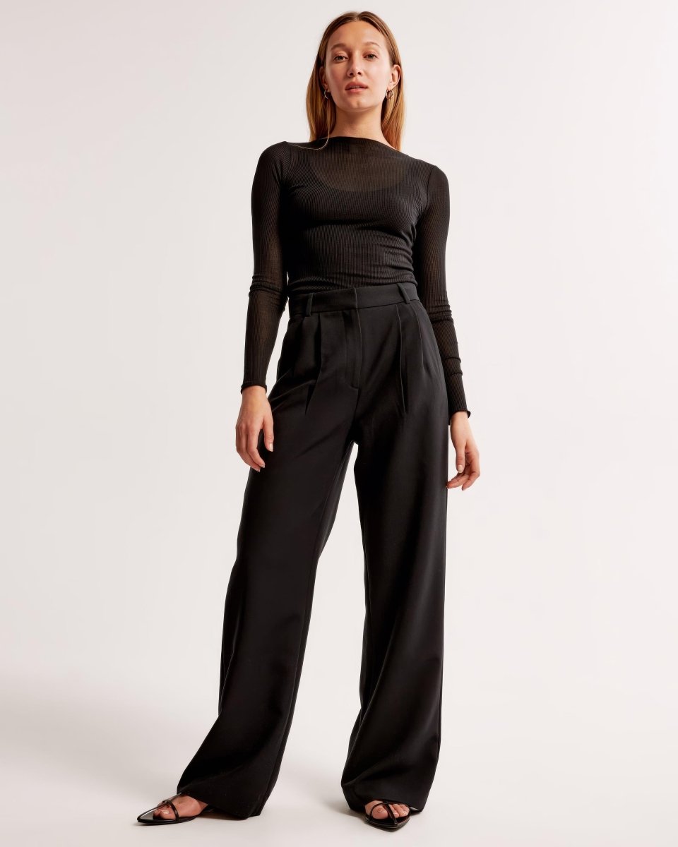 High Waist Pleated Leg Trousers With Tailored Fit For Women - Nalani - UK Fashion Clothing and Decor