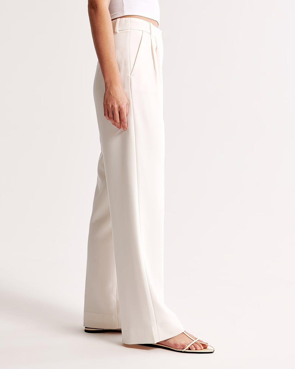 High Waist Pleated Leg Trousers With Tailored Fit For Women - Nalani - UK Fashion Clothing and Decor