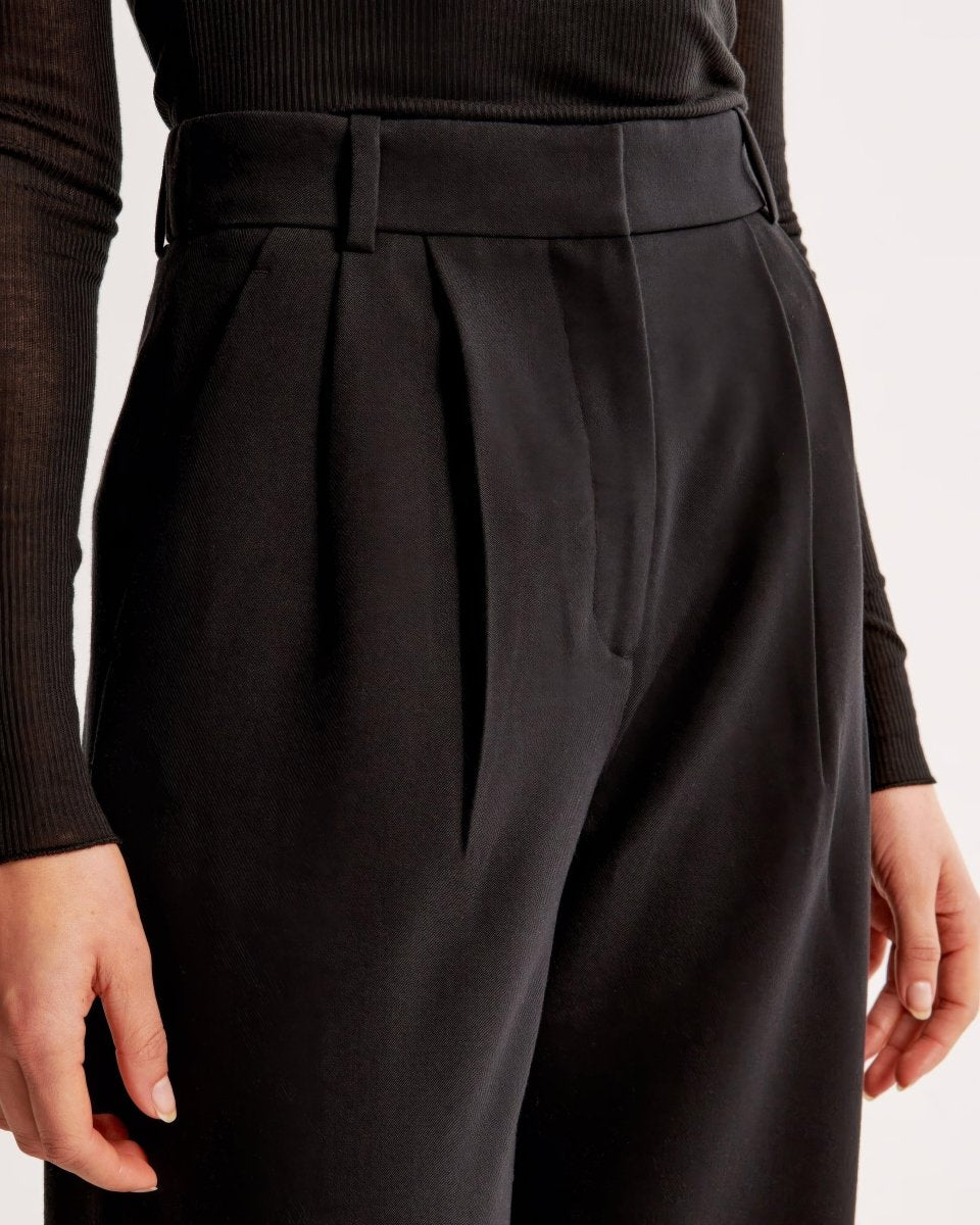 High Waist Pleated Leg Trousers With Tailored Fit For Women - Nalani - UK Fashion Clothing and Decor