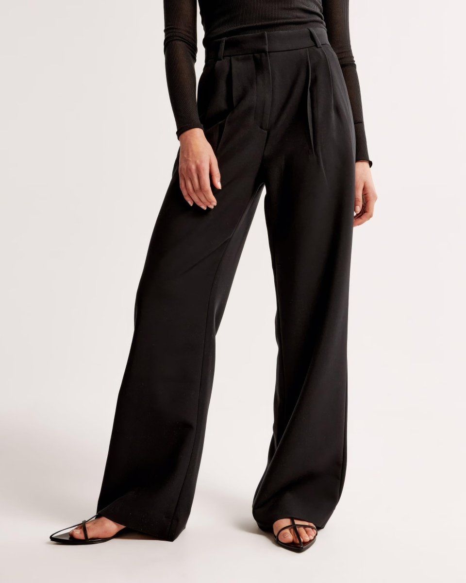 High Waist Pleated Leg Trousers With Tailored Fit For Women - Nalani - UK Fashion Clothing and Decor