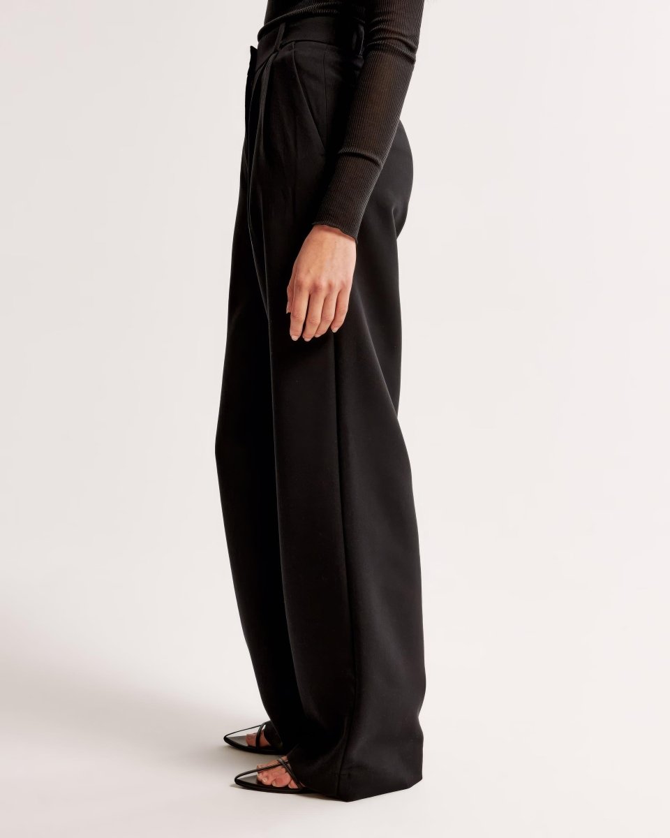 High Waist Pleated Leg Trousers With Tailored Fit For Women - Nalani - UK Fashion Clothing and Decor