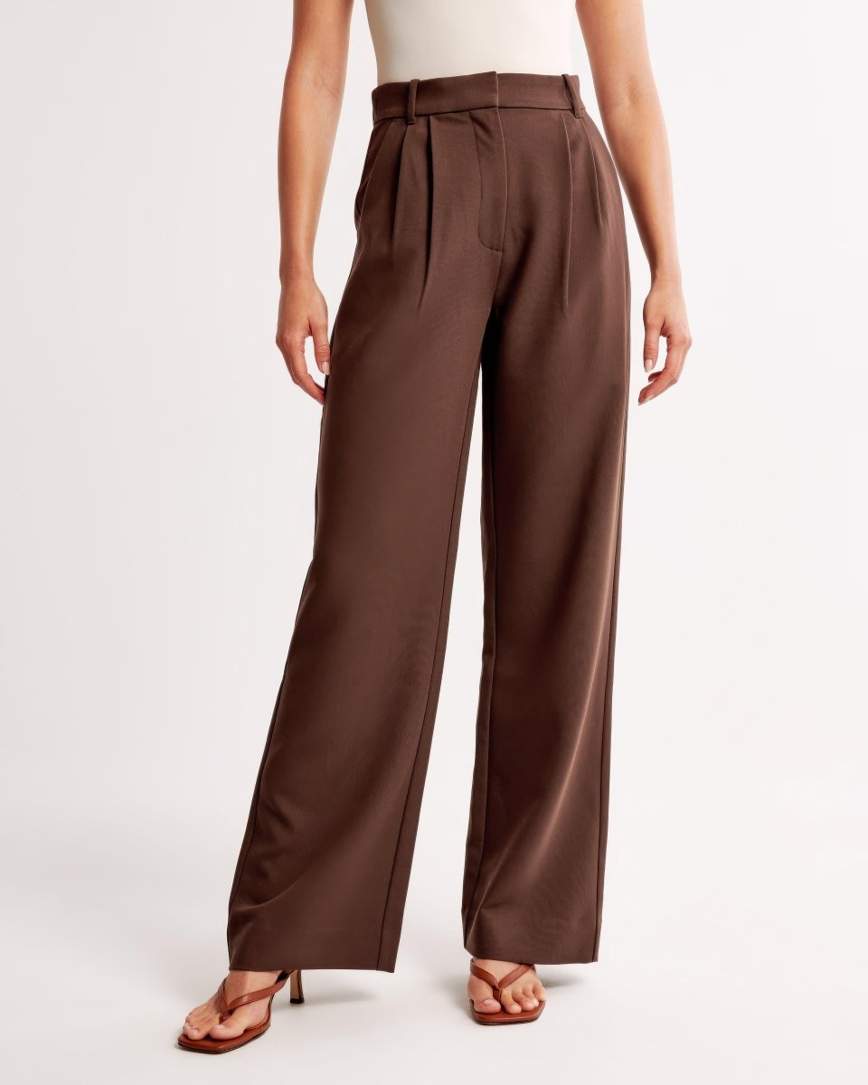 High Waist Pleated Leg Trousers With Tailored Fit For Women - Nalani - UK Fashion Clothing and Decor
