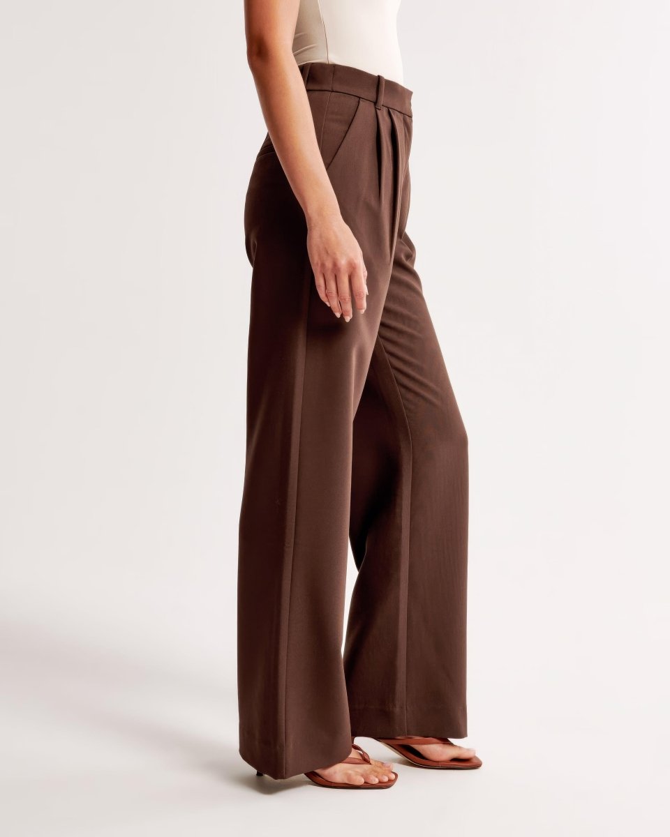 High Waist Pleated Leg Trousers With Tailored Fit For Women - Nalani - UK Fashion Clothing and Decor