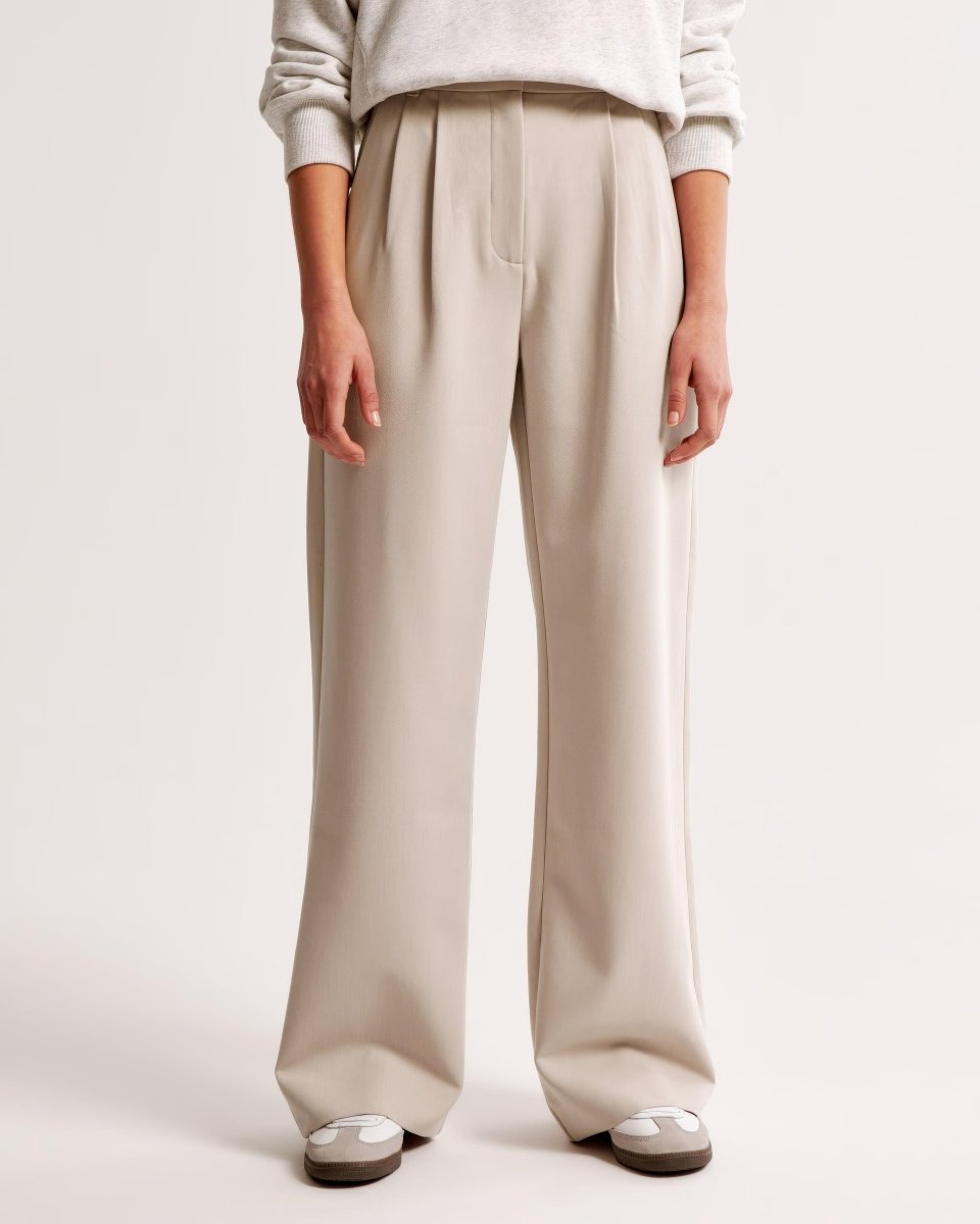 High Waist Pleated Leg Trousers With Tailored Fit For Women - Nalani - UK Fashion Clothing and Decor