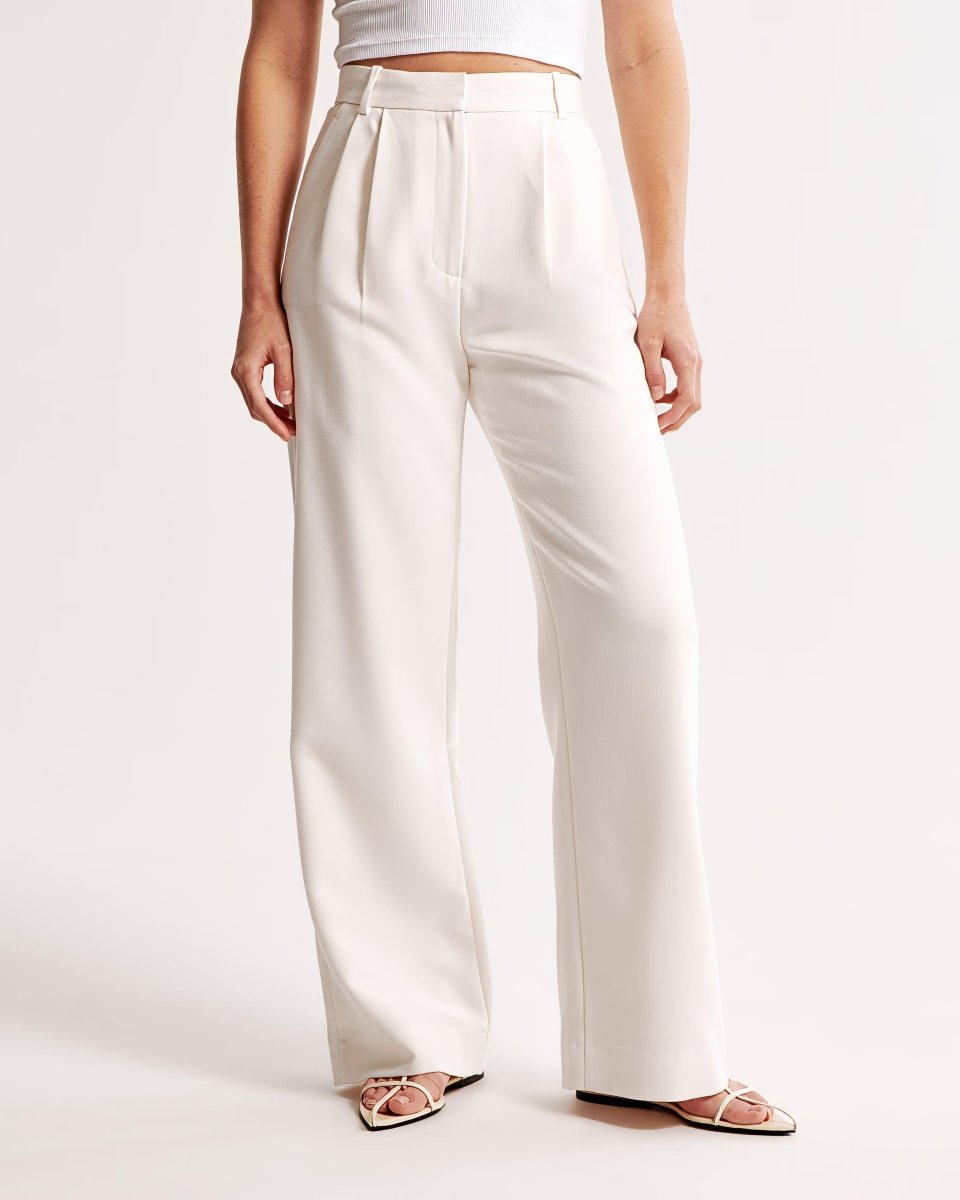 High Waist Pleated Leg Trousers With Tailored Fit For Women - Nalani - UK Fashion Clothing and Decor