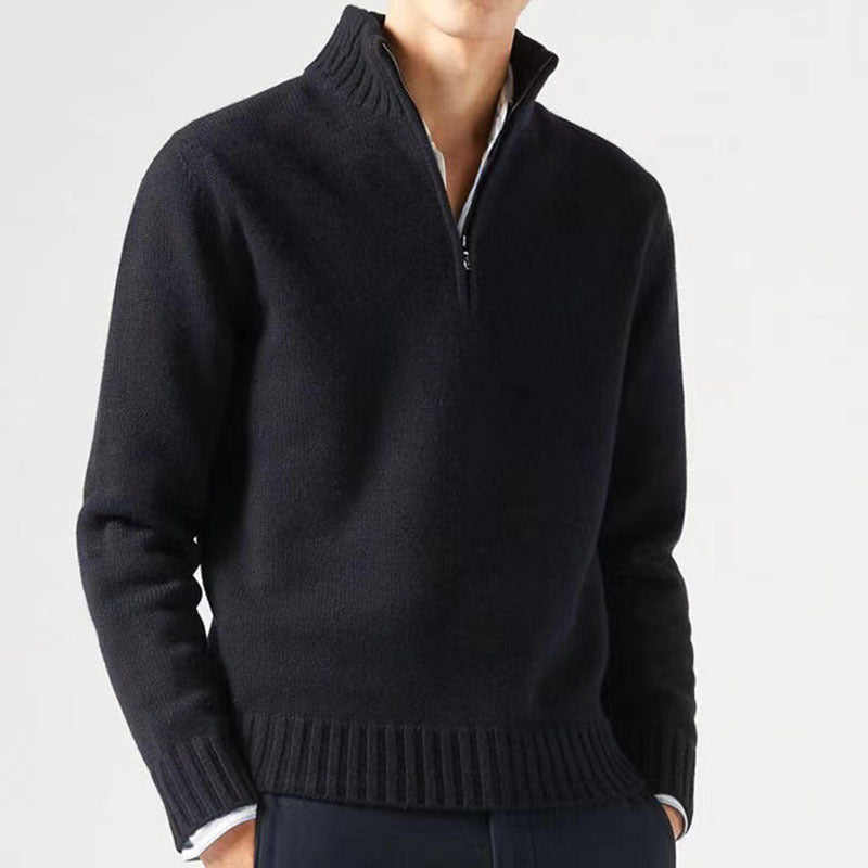 Hommes | Men's Knit Sweater with Zip and Thick Collar - Nalani - Fashion Clothing and Decor