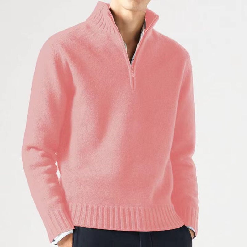 Hommes | Men's Knit Sweater with Zip and Thick Collar - Nalani - Fashion Clothing and Decor