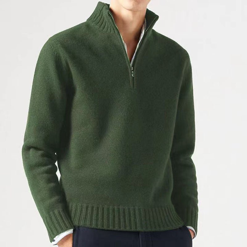 Hommes | Men's Knit Sweater with Zip and Thick Collar - Nalani - Fashion Clothing and Decor