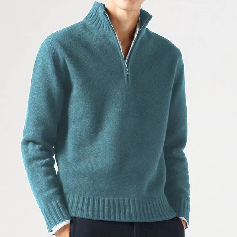 Hommes | Men's Knit Sweater with Zip and Thick Collar - Nalani - Fashion Clothing and Decor