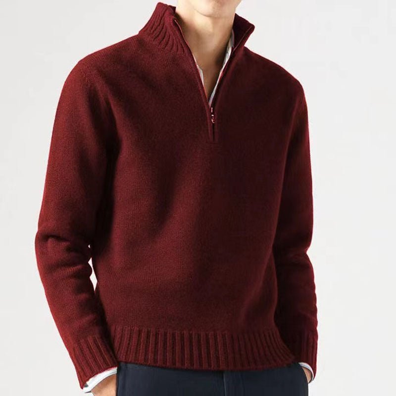 Hommes | Men's Knit Sweater with Zip and Thick Collar - Nalani - Fashion Clothing and Decor